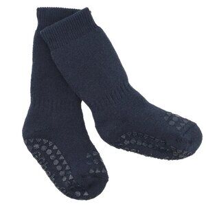 NWT GoBabyGo Non-Slip Rubber Grip Tall Socks (Navy, Organic Cotton Terry)